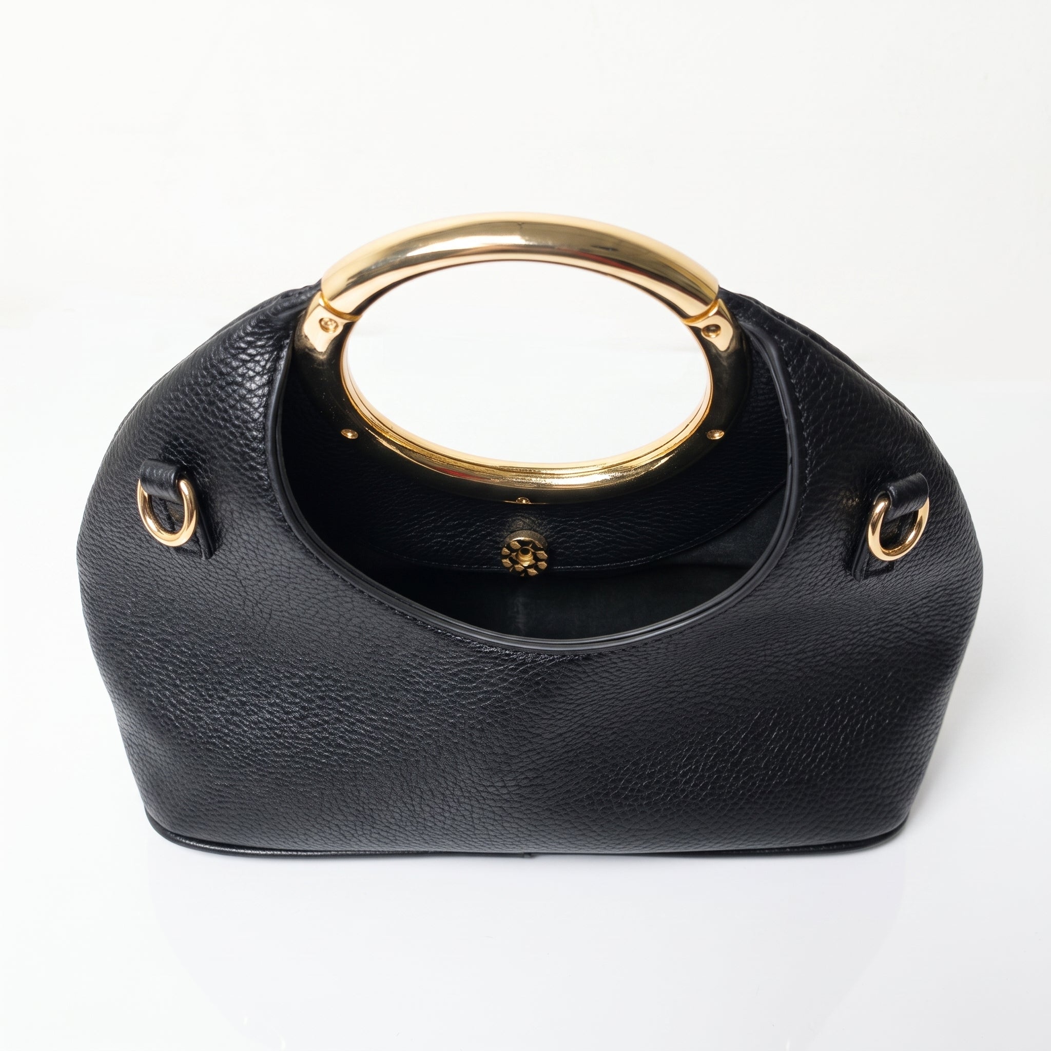 Halo – Borsa a Mano in Ecopelle con Manico Circolare Dorato - Stile Donna - Catania