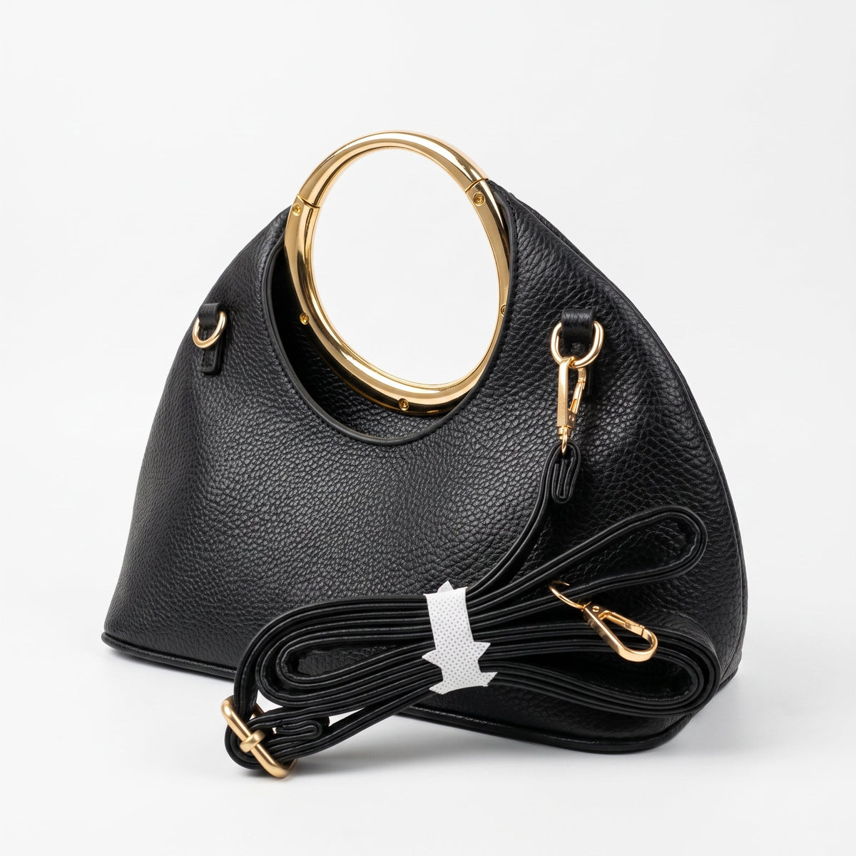 Halo – Borsa a Mano in Ecopelle con Manico Circolare Dorato - Stile Donna - Catania