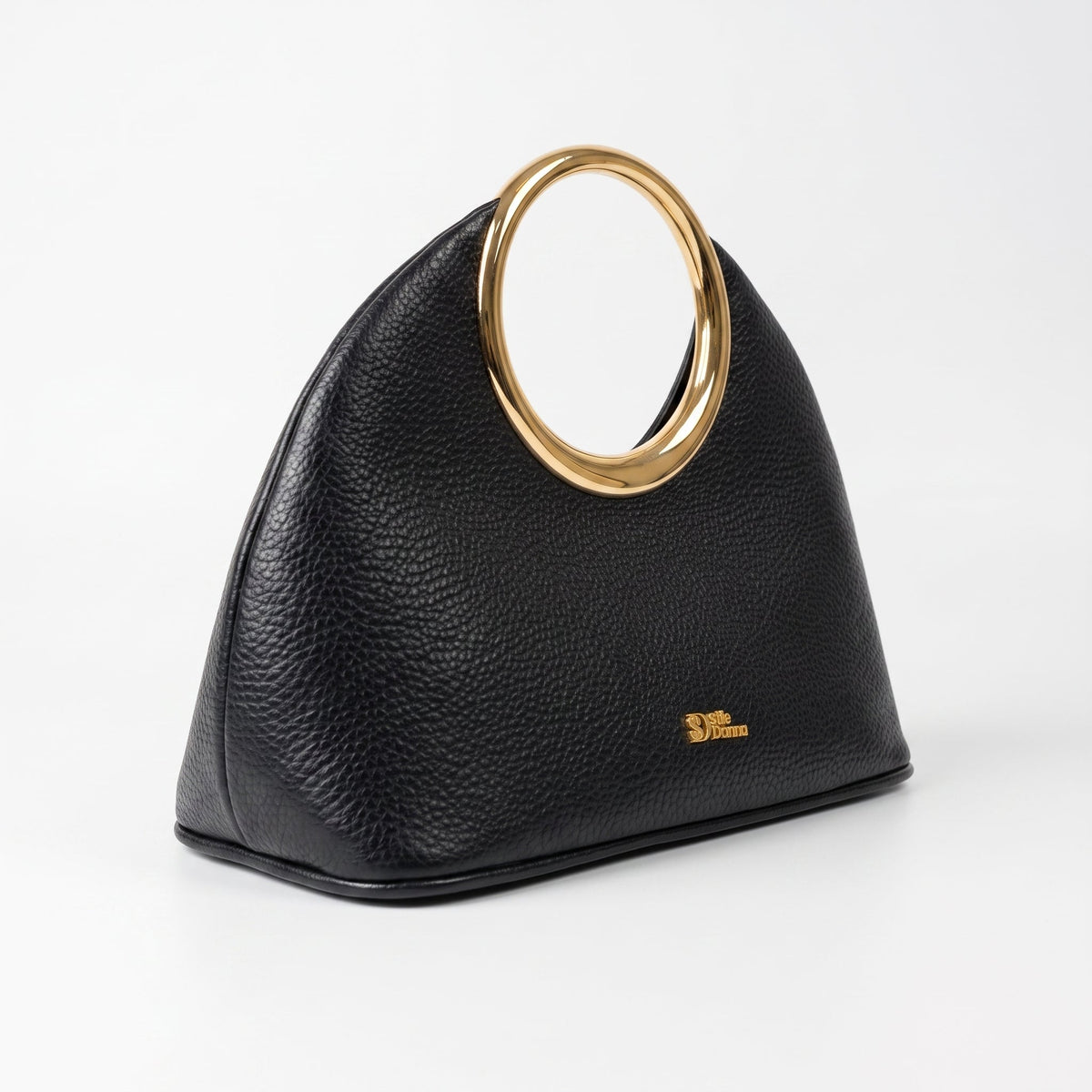 Halo – Borsa a Mano in Ecopelle con Manico Circolare Dorato - Stile Donna - Catania