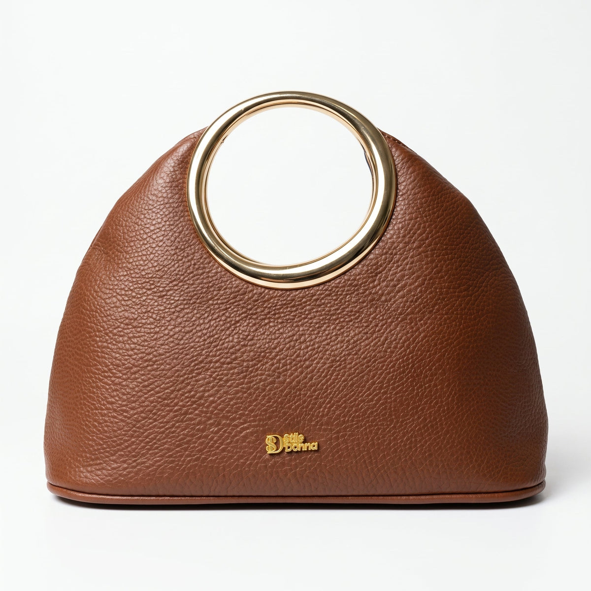 Halo – Borsa a Mano in Ecopelle con Manico Circolare Dorato - Stile Donna - Catania