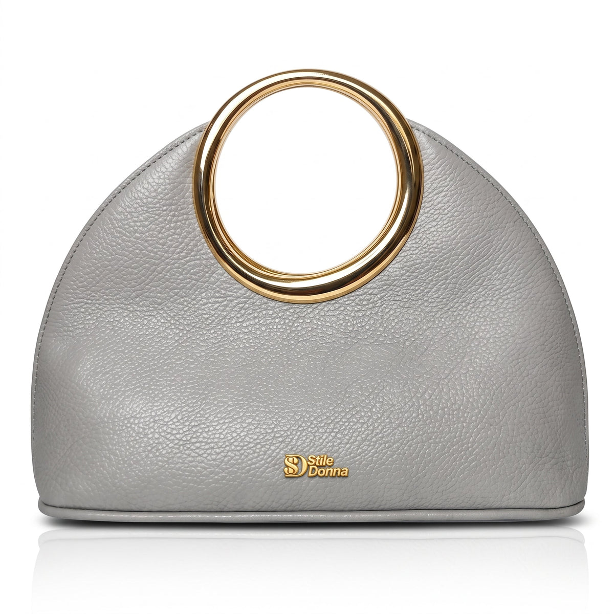 Halo – Borsa a Mano in Ecopelle con Manico Circolare Dorato - Stile Donna - Catania