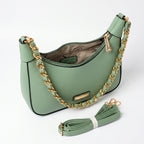 Hobo Bag Charro Verde con Catena Dorata e Tracolla Rimovibile - Stile Donna Bags