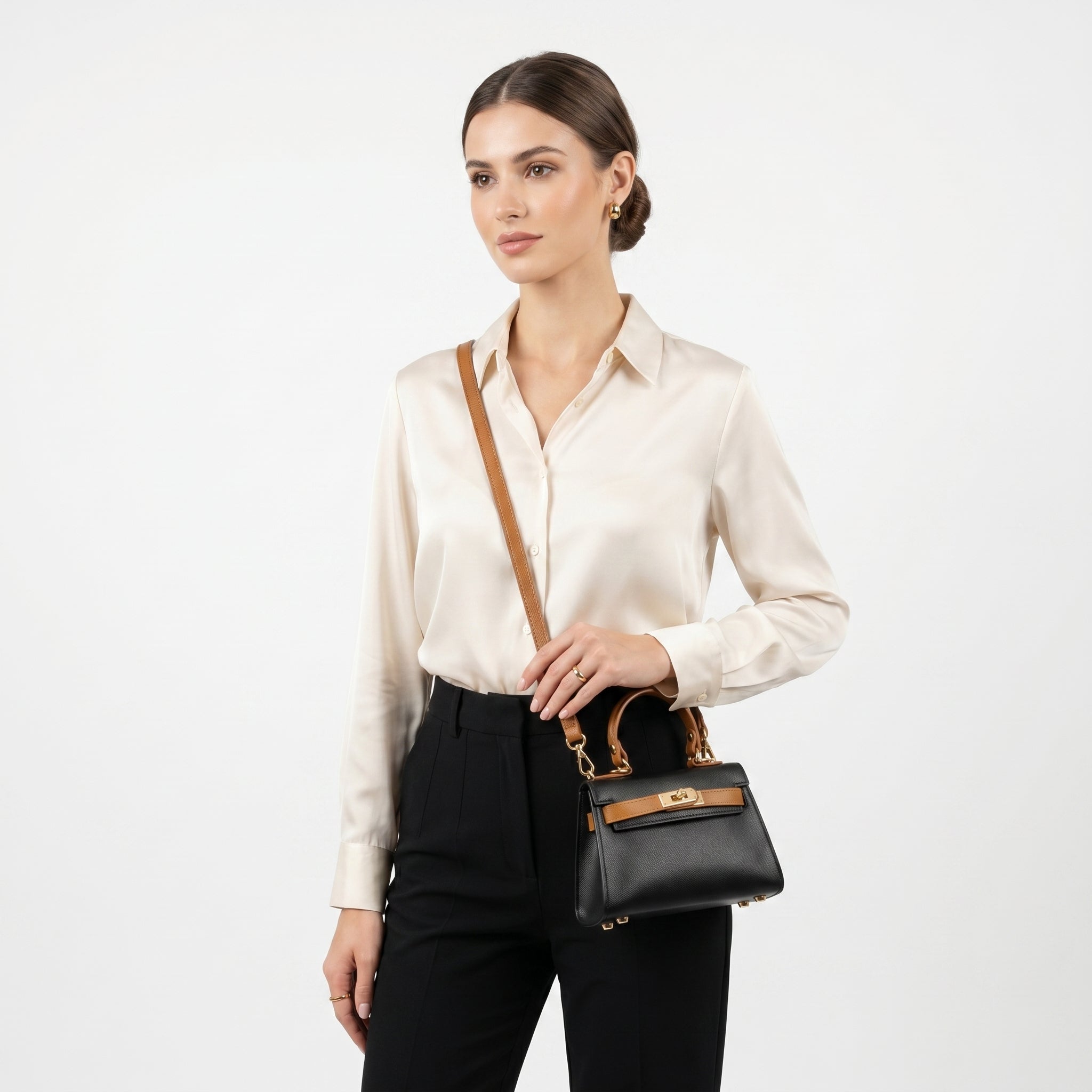 Mini Beky Borsa a Mano con Design Mix di Colori in Vera Pelle - Made in Italy - Stile Donna Bags