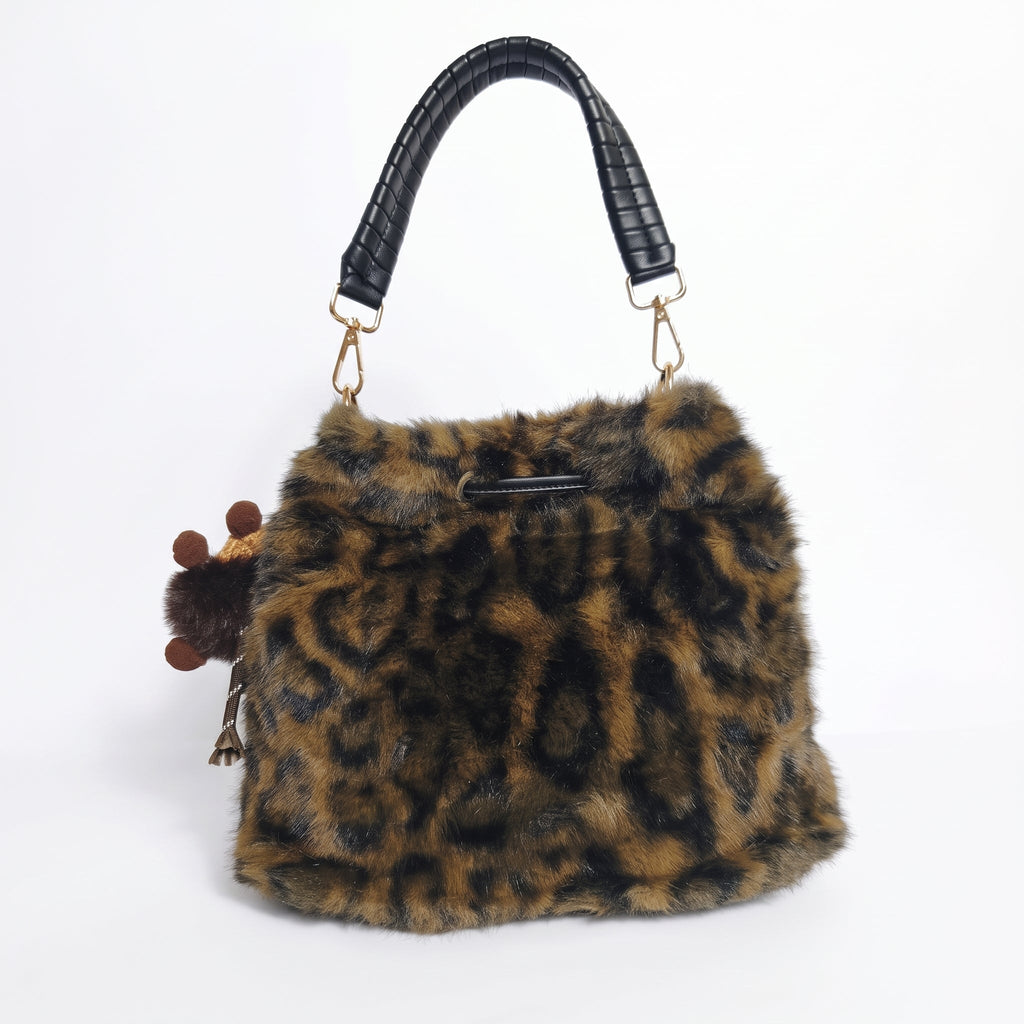 Maura borsa pelosa maculata a secchiello con tracolla pelosa - Stile Donna - Catania