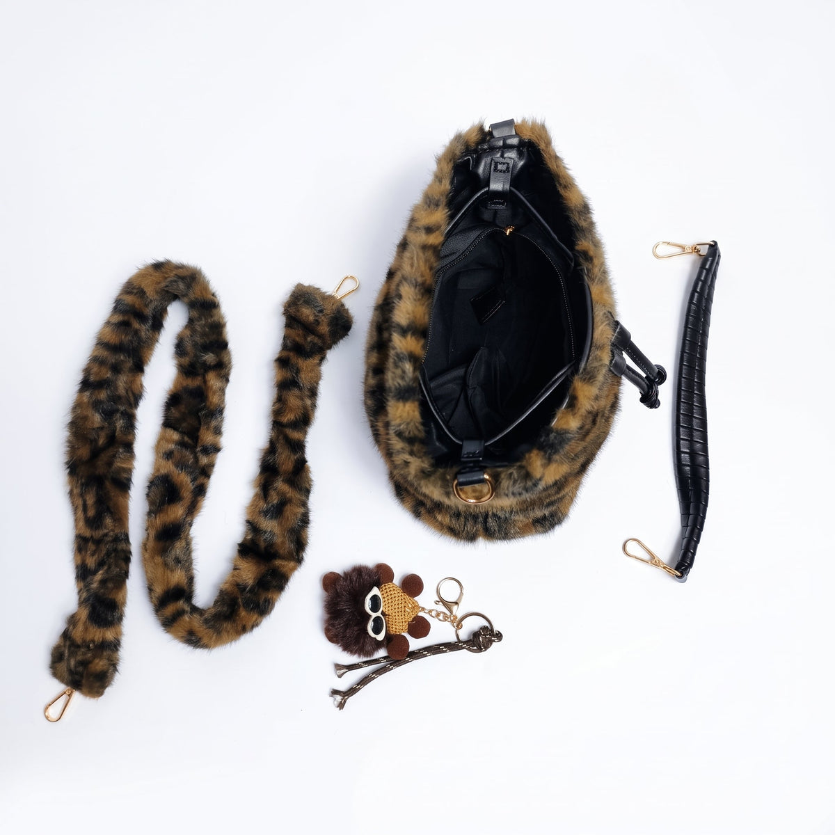 Maura borsa pelosa maculata a secchiello con tracolla pelosa - Stile Donna - Catania