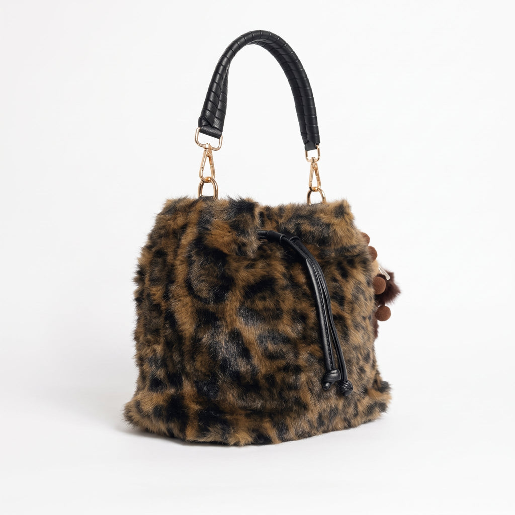 Maura borsa pelosa maculata a secchiello con tracolla pelosa - Stile Donna - Catania