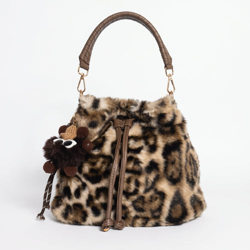Maura borsa pelosa maculata a secchiello con tracolla pelosa - Stile Donna - Catania