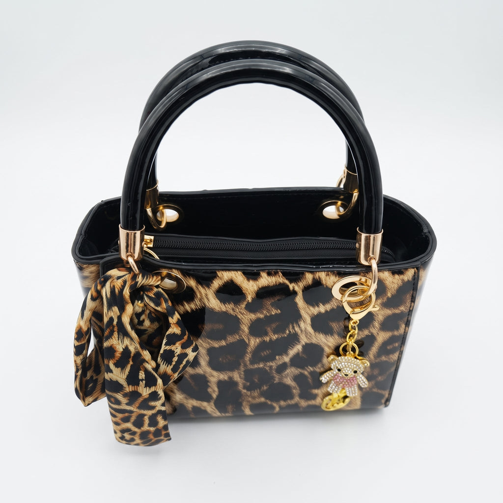 Milano Borsa a Mano Animalier con Foulard e Ciondolo Orsetto - Stile Donna - Catania