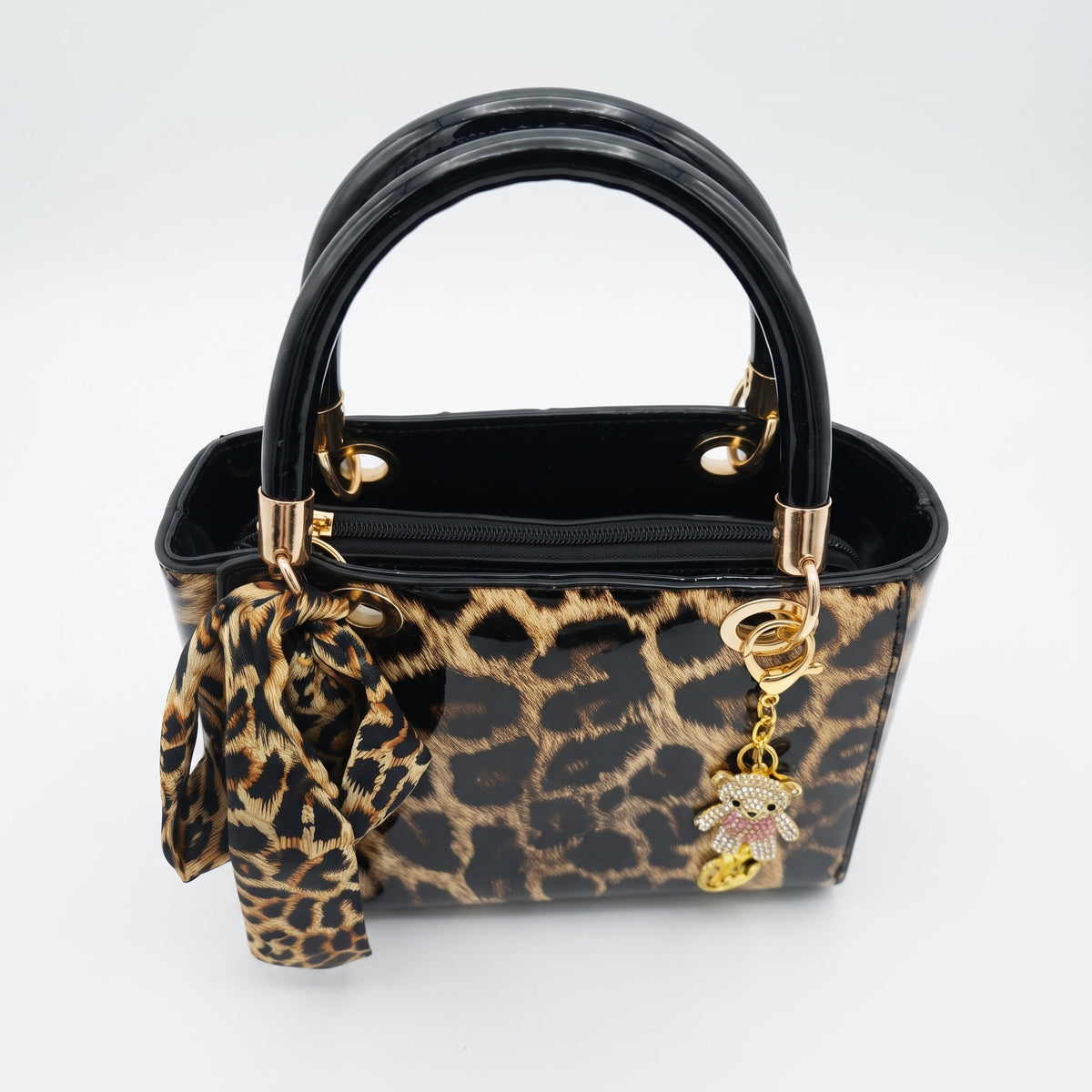 Milano Borsa a Mano Animalier con Foulard e Ciondolo Orsetto - Stile Donna - Catania