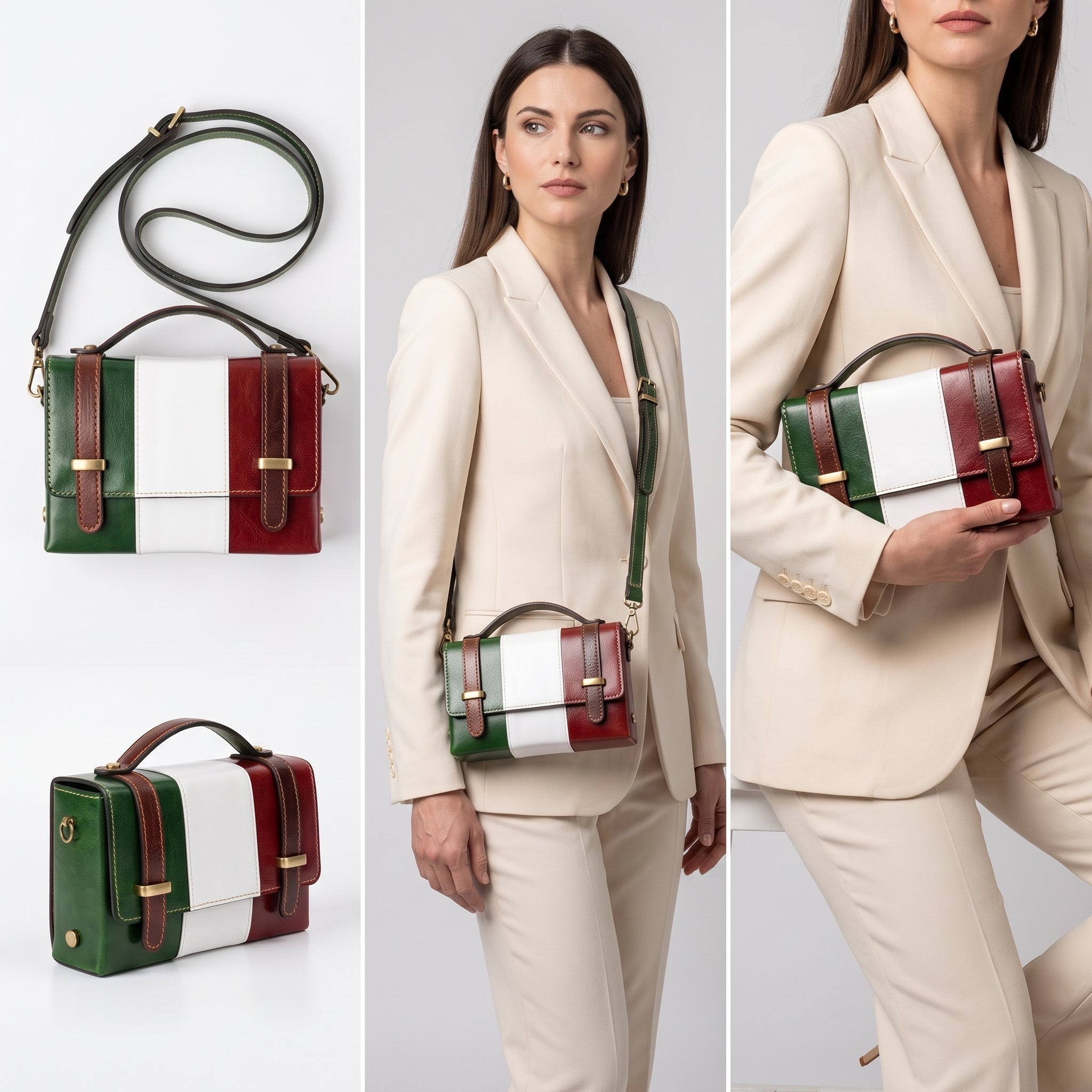 Mini Borsa Brick in Vera Pelle con Chiusura Magnetica Made in Italy - Stile Donna Bags
