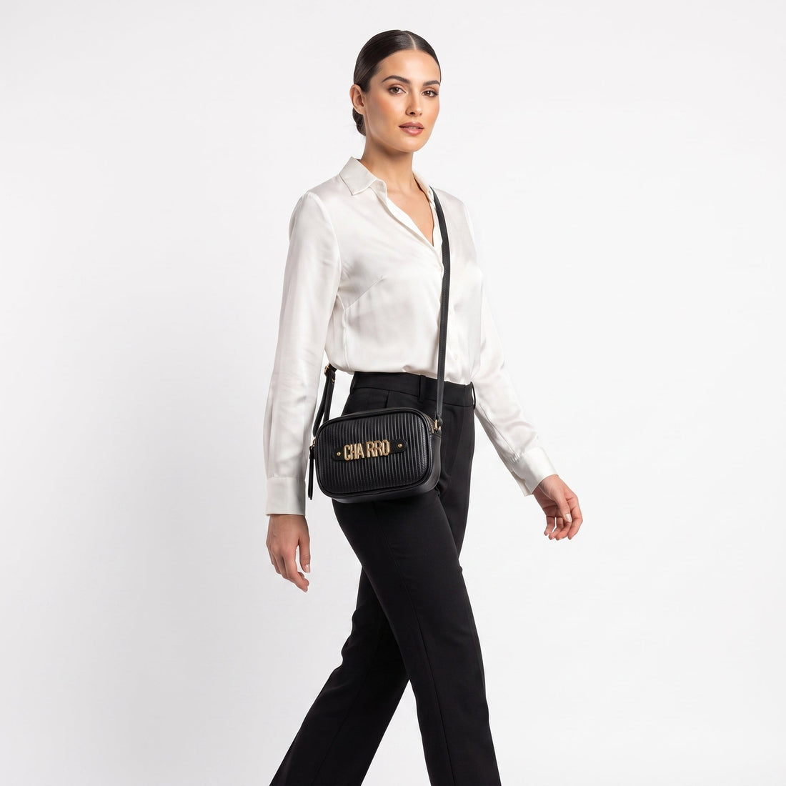 Mini Borsa Crossbody Charro con Doppia Zip e Logo in Metallo