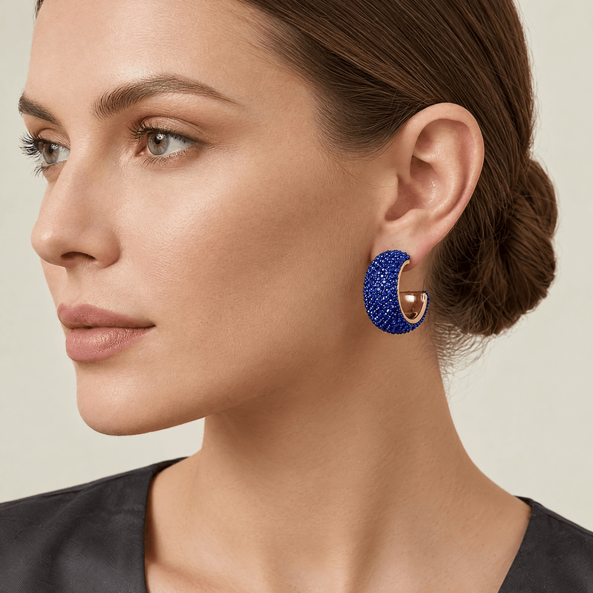 Orecchini a Cerchio con Pavé Blu - Stile Donna - Catania