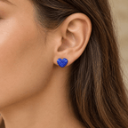 Orecchini a Cuore con Strass Blu - Stile Donna - Catania
