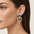 Orecchini Pendenti a Cuore Cristallo Blu - Stile Donna - Catania