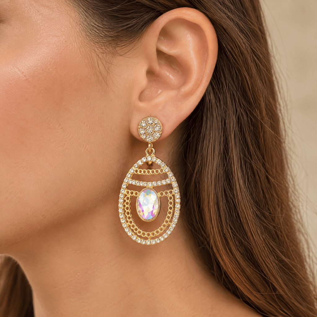 Orecchini Pendenti con Strass Multicolor - Stile Donna - Catania