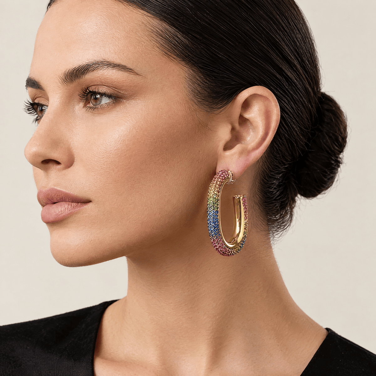 Orecchini U-Hoop con Cristalli Rainbow - Stile Donna - Catania