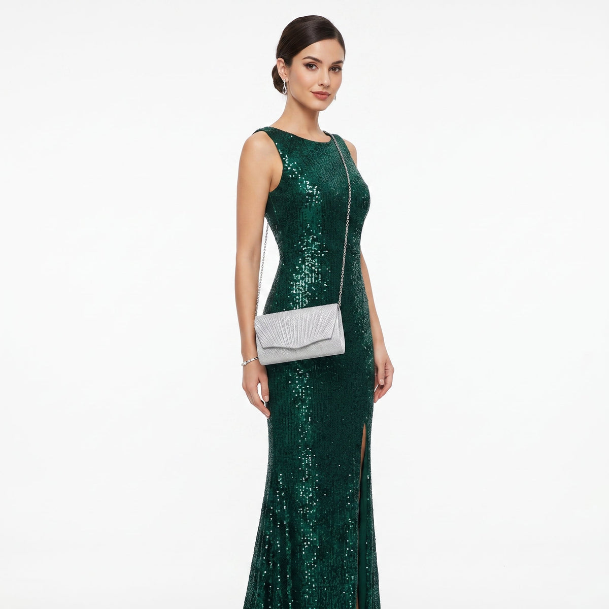 Pochette Ventaglio con Strass Argento - Stile Donna - Catania