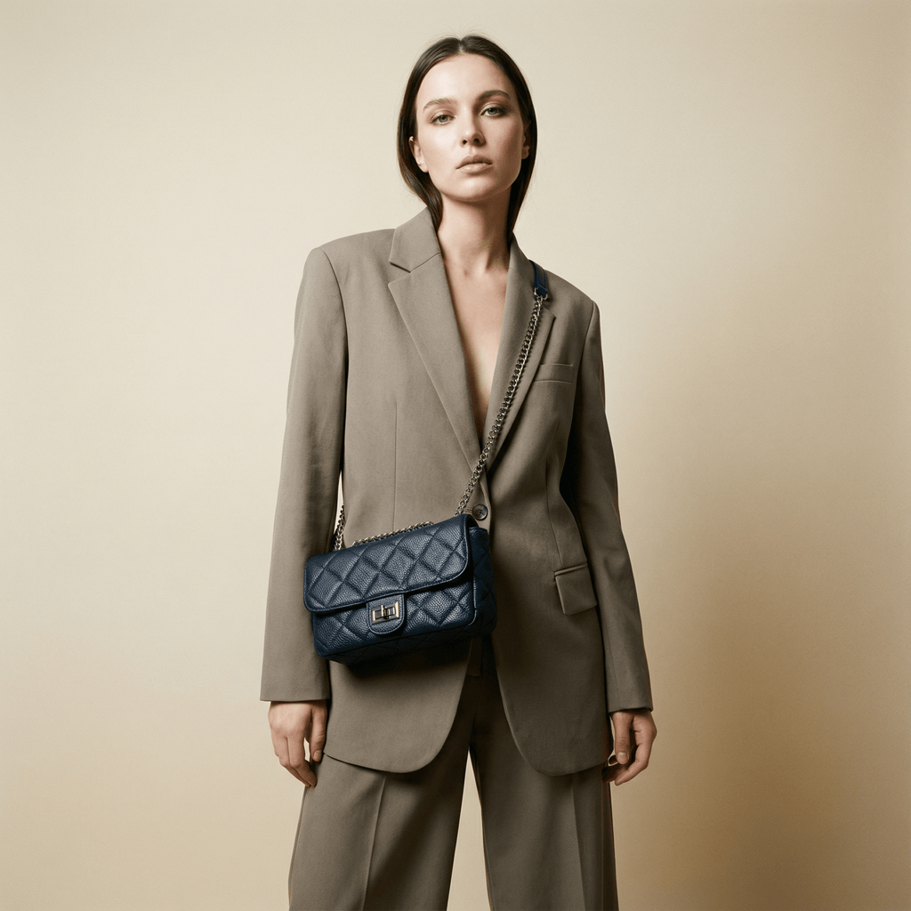 Pouch Clutch in Ecopelle con Catena Finitura Color Argento - Stile Donna Bags