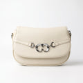 Saddle Bag Charro Beige con Doppio Anello Logo e Tracolla Rimovibile - Stile Donna Bags