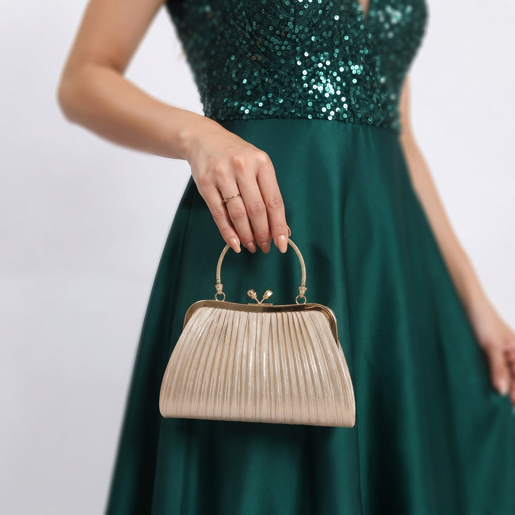 Soft Pouch Borsa con Strass Oro - Stile Donna - Catania