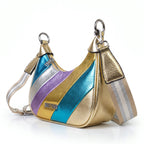 Sweet Years Borsa a Tracolla Righe Rainbow Metallic in Ecopelle - Stile Donna - Catania