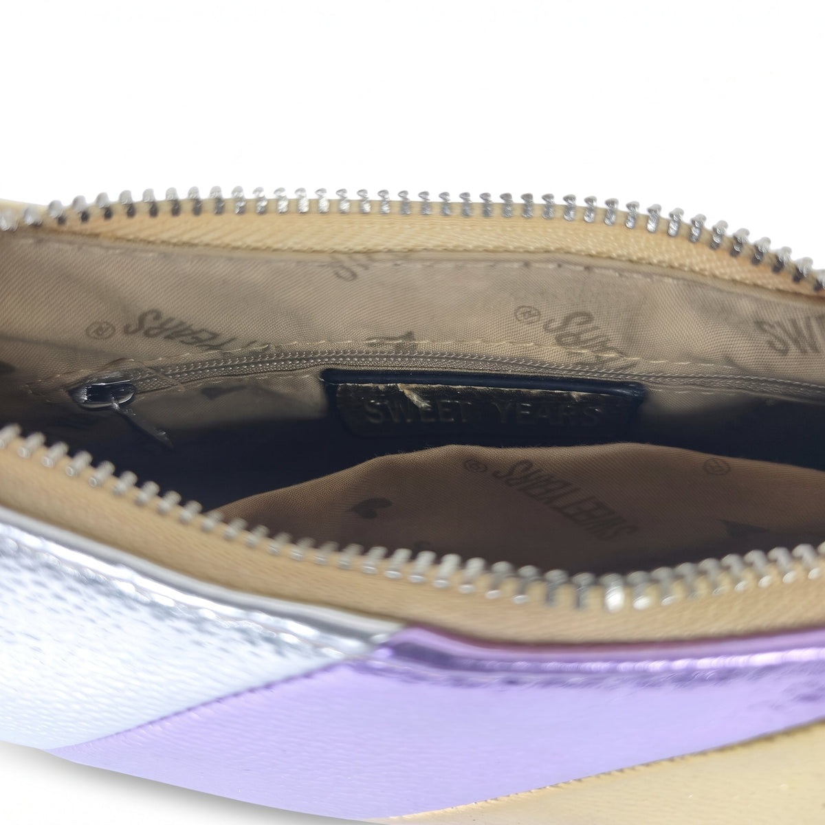 Sweet Years Borsa a Tracolla Righe Rainbow Metallic in Ecopelle - Stile Donna - Catania