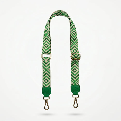 Tracolla per Borsa con Fantasia Geometrica Verde — Stile Donna Bags - Stile Donna Bags