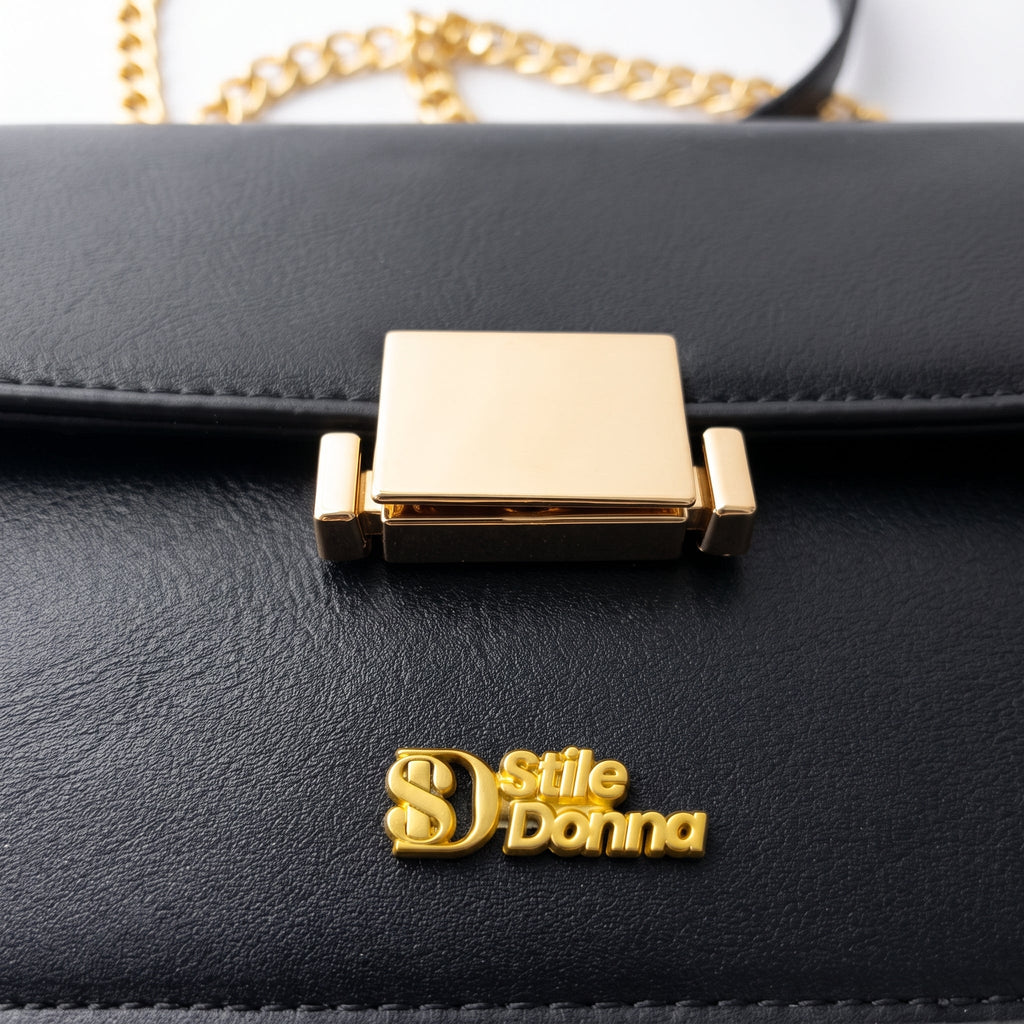 Vallo Borsa a Tracolla in Ecopelle Nera - Stile Donna - Catania