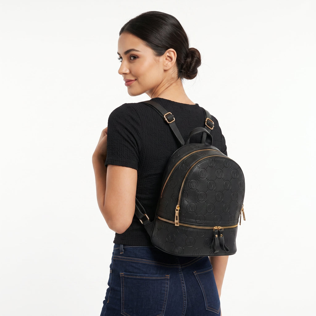 Zaino Beige e Nero con Monogramma - Stile Donna - Catania
